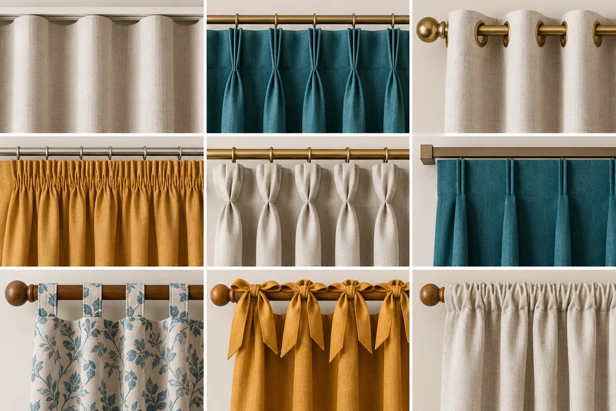 Types of curtains by heading style