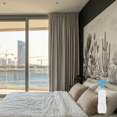 Motorized Curtains Installed in palm Jumeirah villa