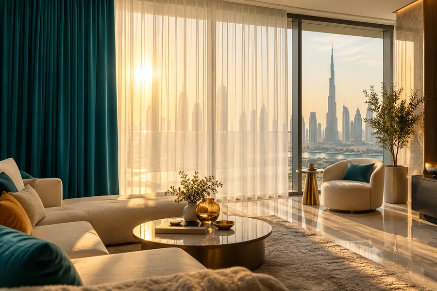 Layering curtains in a Dubai home