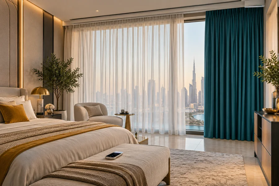 Motorized layered curtains