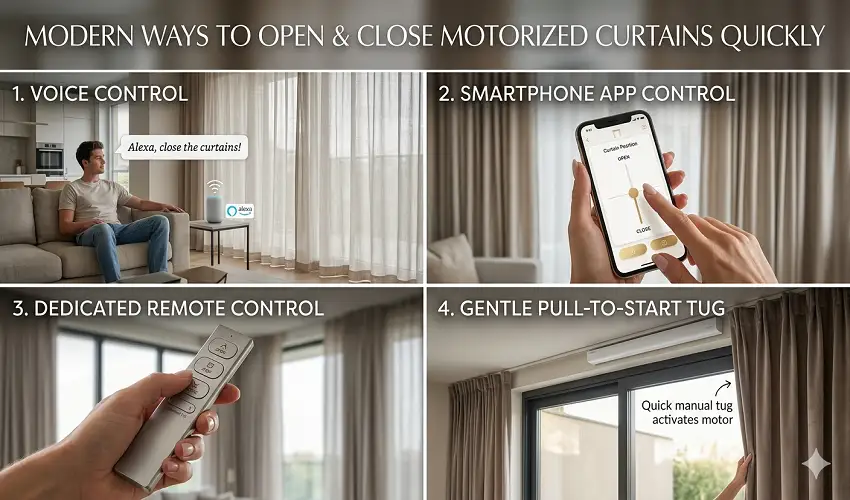 Different Ways to Open and Close Motorized Curtains Quickly