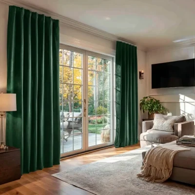 green velvet curtains Dubai